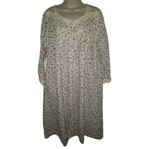 Vtg NORM THOMPSON Midi Nightgown Pintuck‎ Cottagecore Floral  Petite Size S Flaw